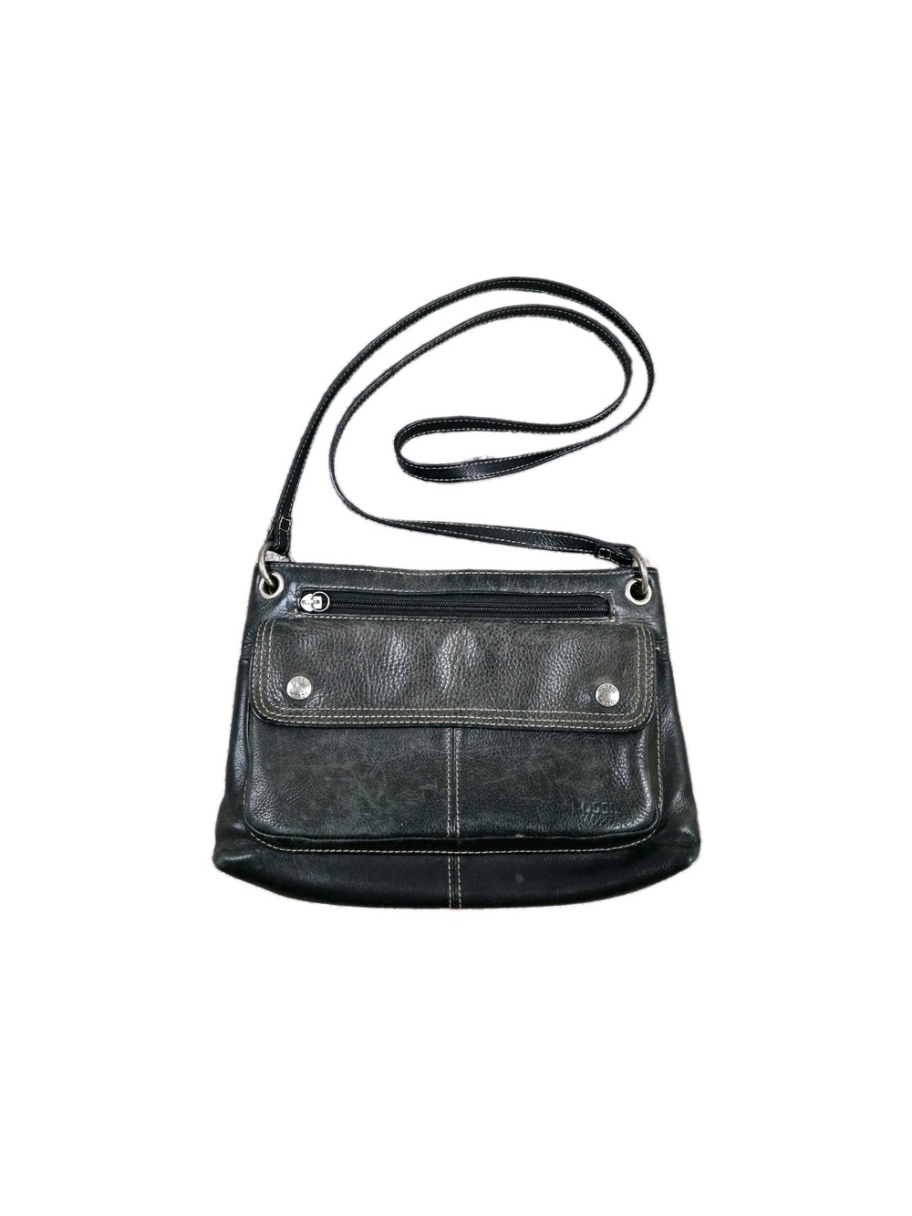 Vintage Fossil Crossbody Leather Handbag Wallet Organizer Purse Black Grunge